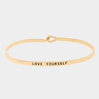 Love Yourself Simple Dainty Gold Tone Bracelet
